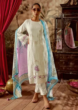 Charming White Parsi Style Embroidered Festive Salwar Suit