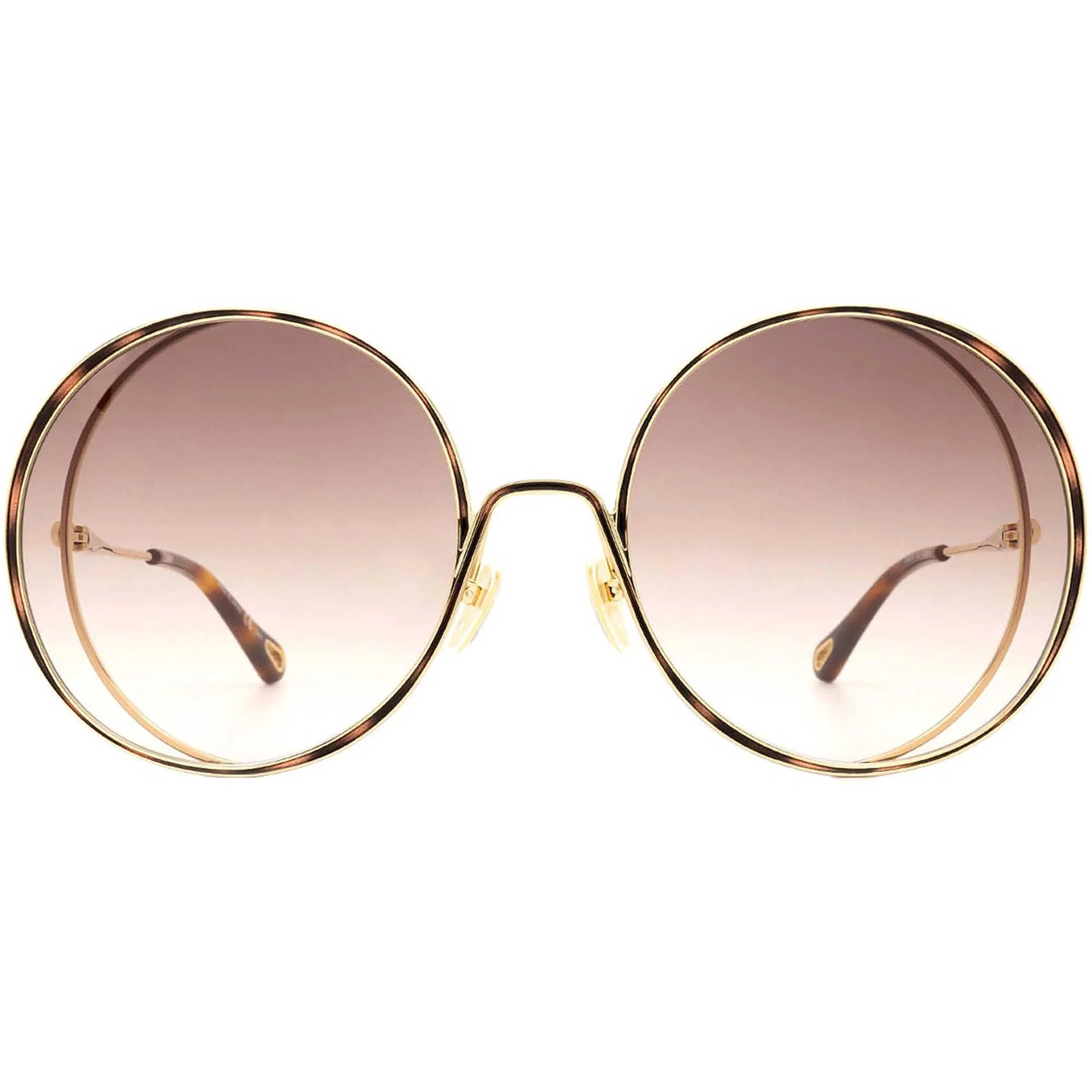 Chloe Women's Sunglasses - Gold Havana Full Rim Round Frame | CH0037S-30009777001