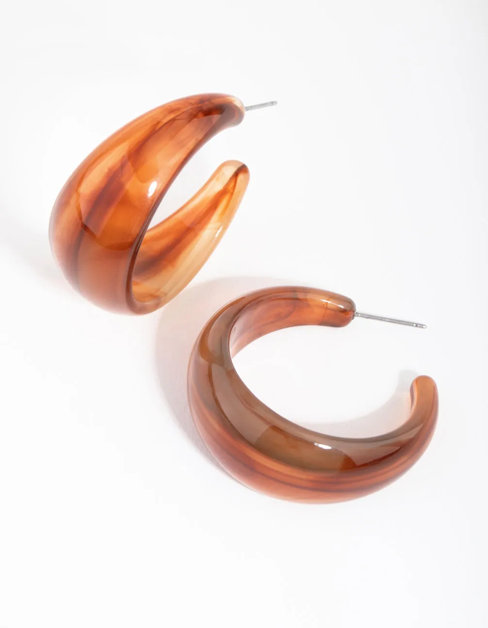 Chocolate Acrylic Swept Hoop Earrings