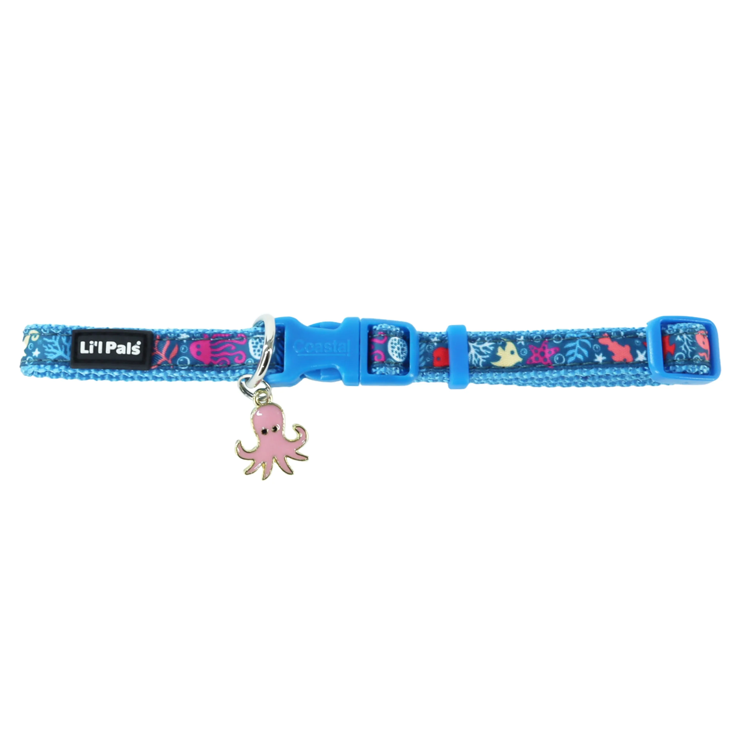 Coastal Pet Products Li'l Pals Charming Ribbon Overlay Dog Collar in Li'l Sea Creatures