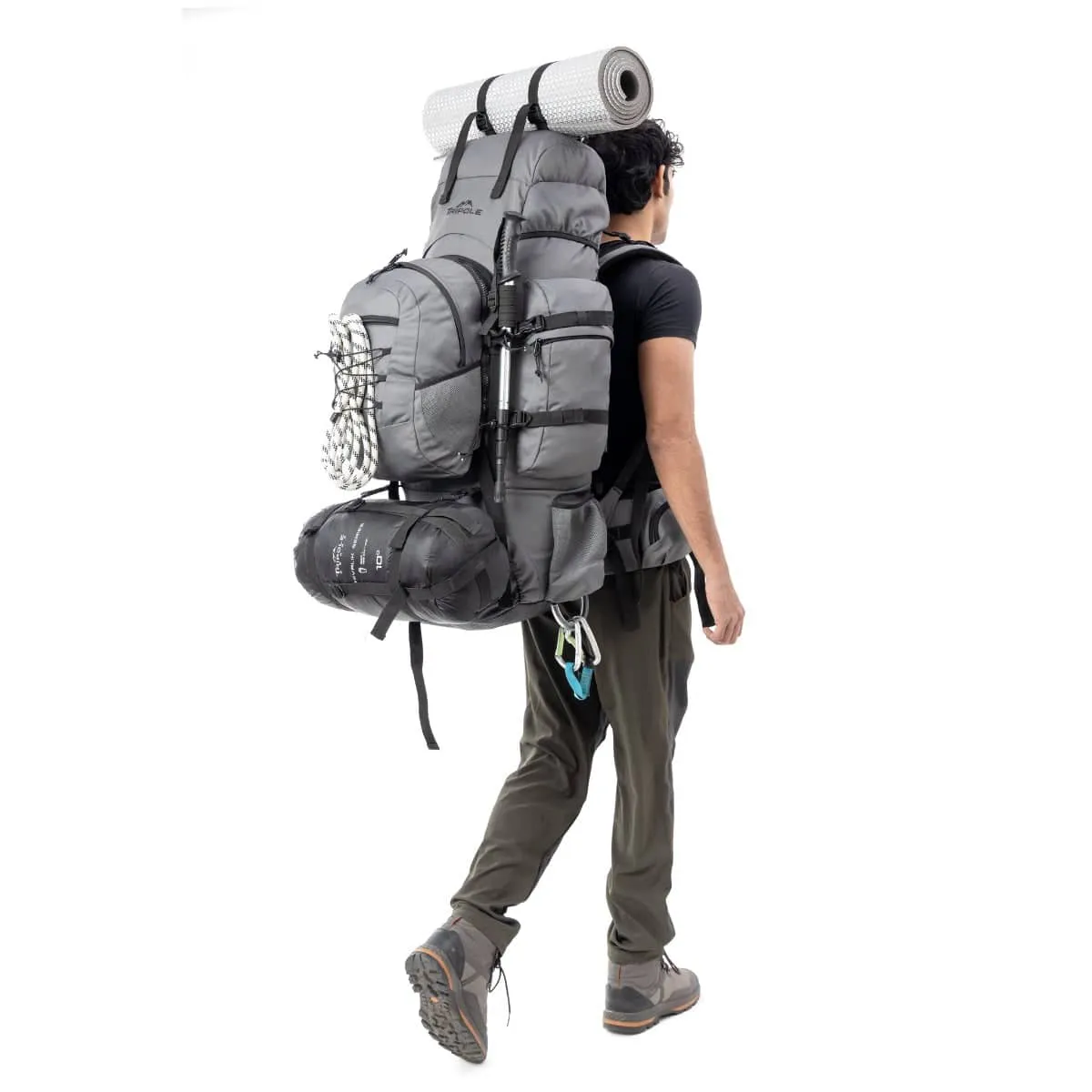 Colonel Pro Metal Frame Rucksack   Detachable Bag & Rain Cover - 105 Litres - Grey