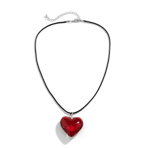 Colorful Peach Heart Pattern Heart-Shaped Beaded Chain Necklace