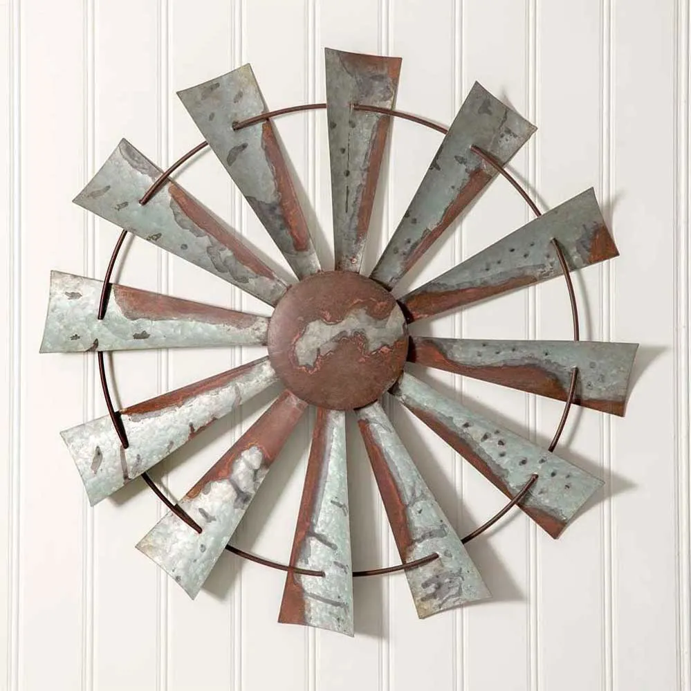 Country Farmhouse Metal Windmill Wall Decor