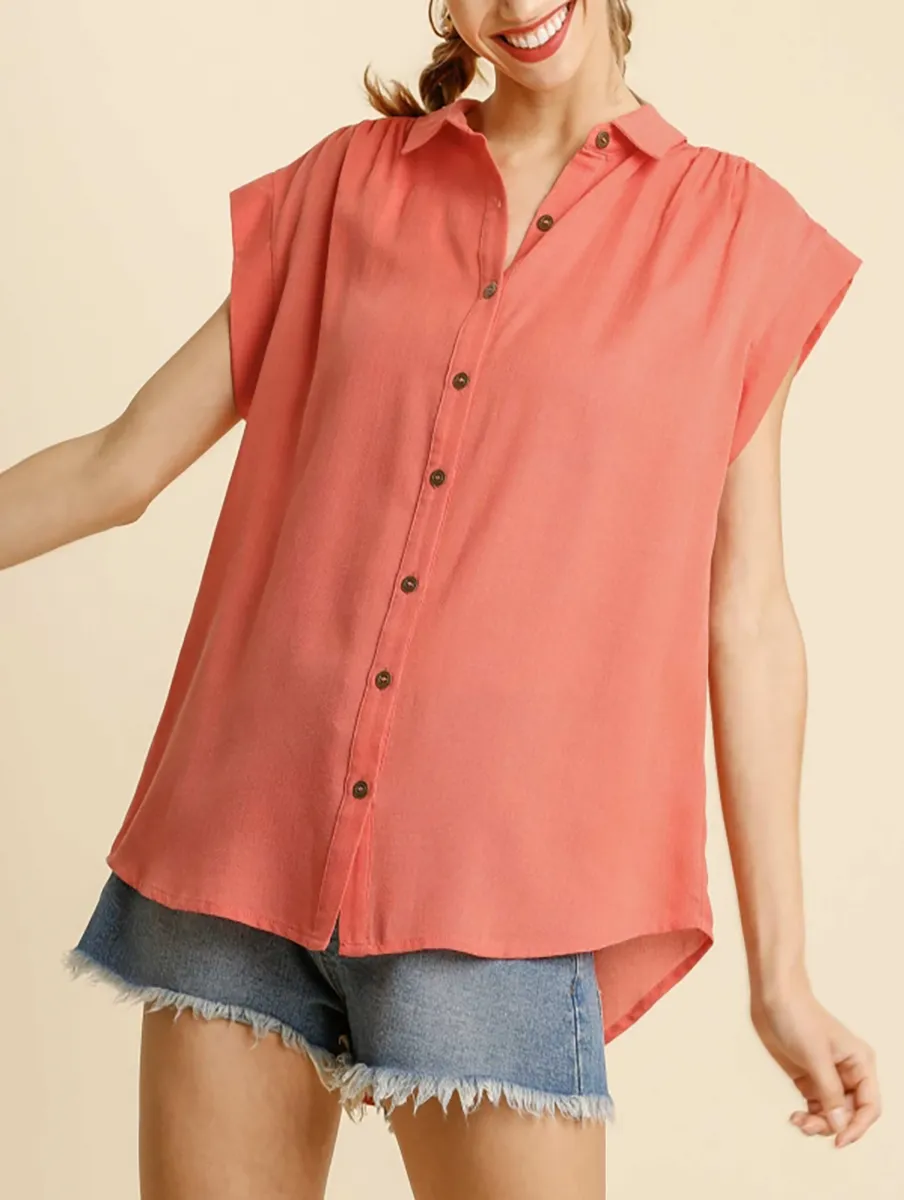 Curvy Find Your Way Button Down Top