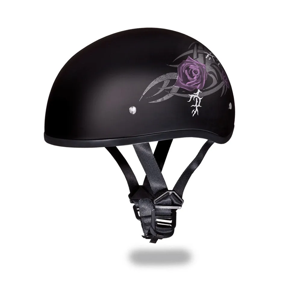 Daytona D.O.T Skull Cap Motorcycle Helmet Purple Rose