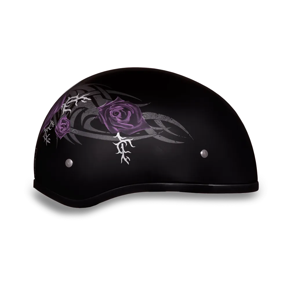 Daytona D.O.T Skull Cap Motorcycle Helmet Purple Rose