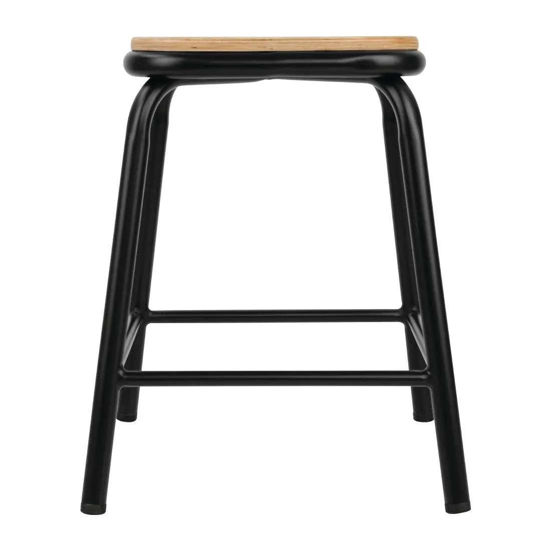 DE481 Bolero Cantina Stools with Wooden Seat Pad Black (Pack of 4)