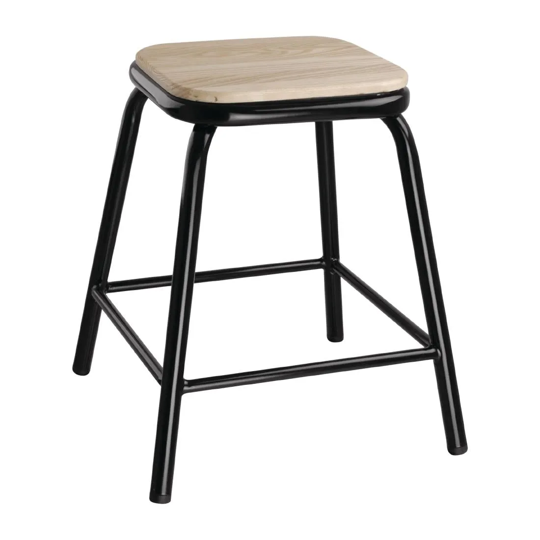 DE481 Bolero Cantina Stools with Wooden Seat Pad Black (Pack of 4)