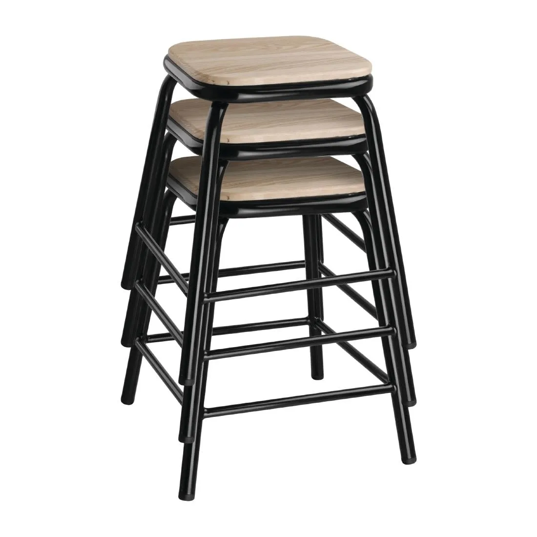 DE481 Bolero Cantina Stools with Wooden Seat Pad Black (Pack of 4)