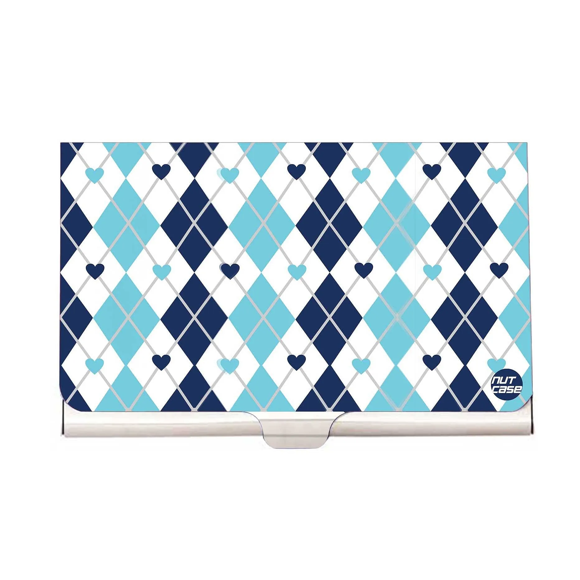 Designer Visiting Card Holder Nutcase - Blue Plaids