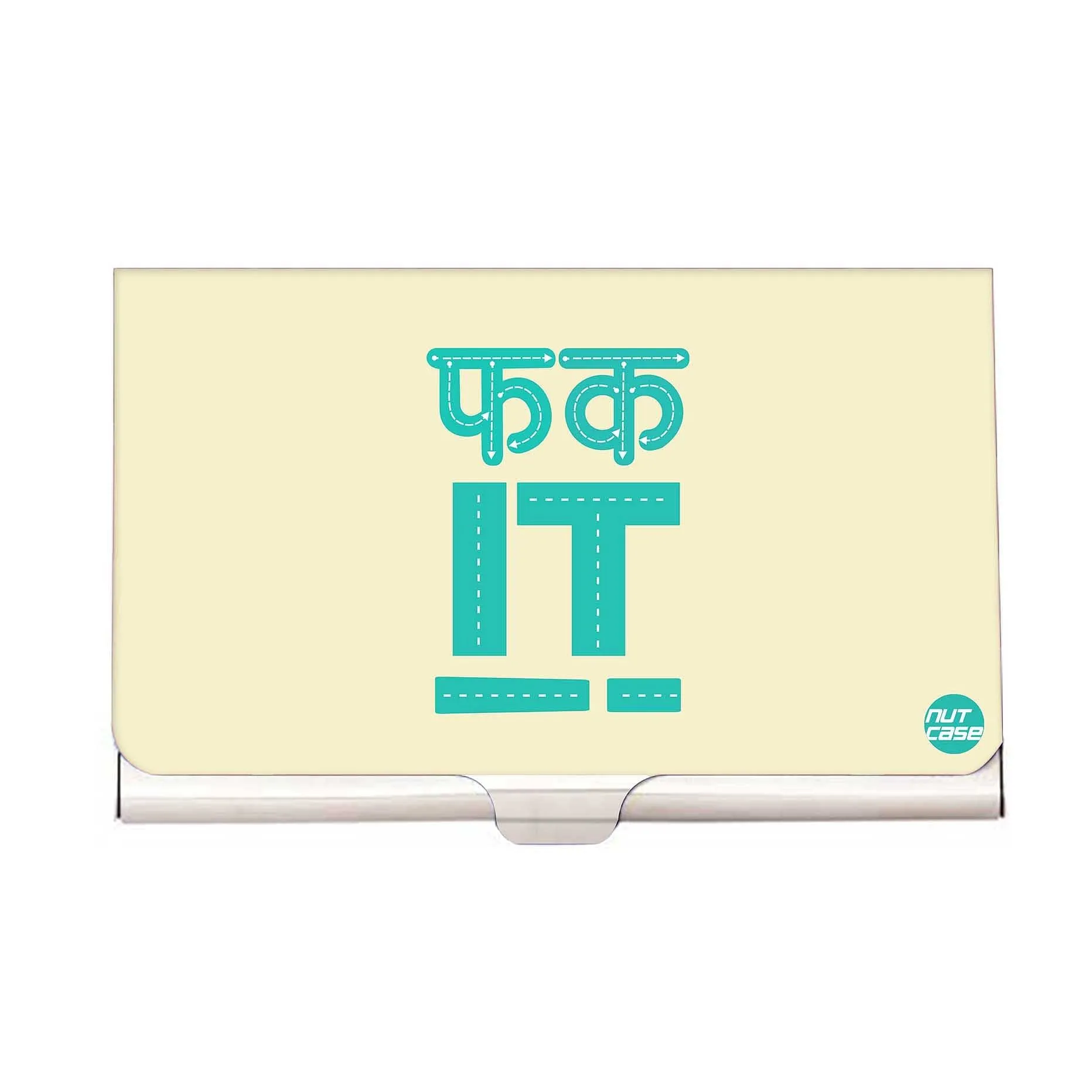 Designer Visiting Card Holder Nutcase - F**K IT (Light Blue)