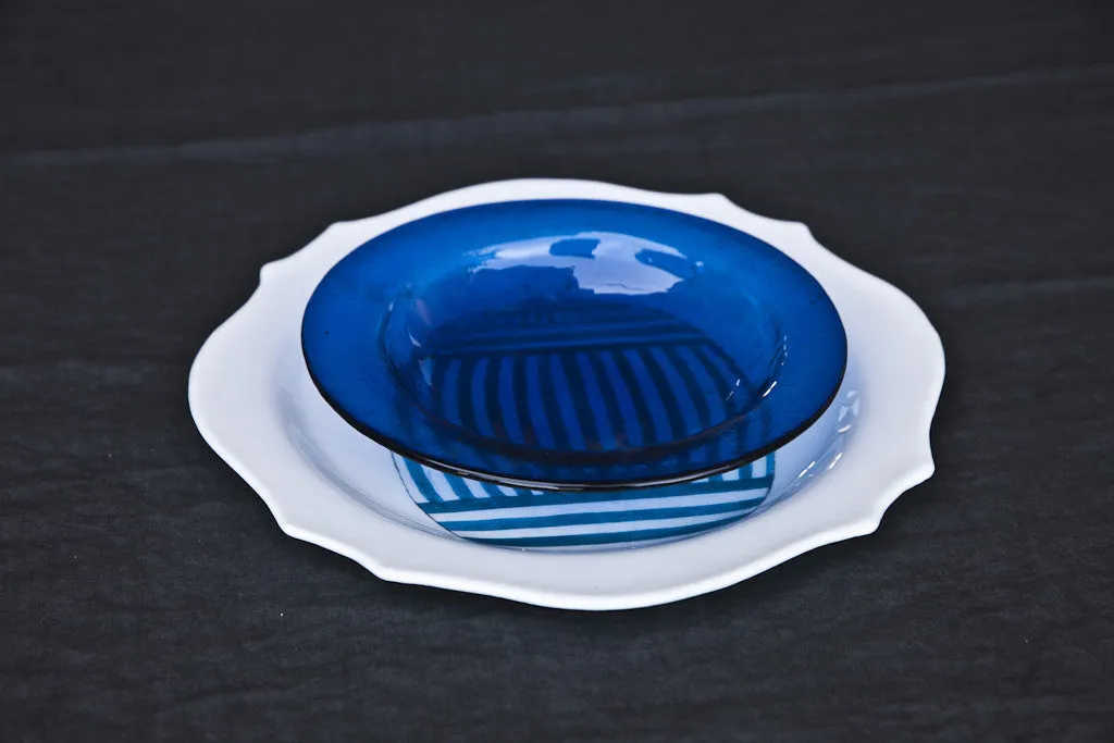 DIP Stripes - Handmade printed Glass Dinner Plate