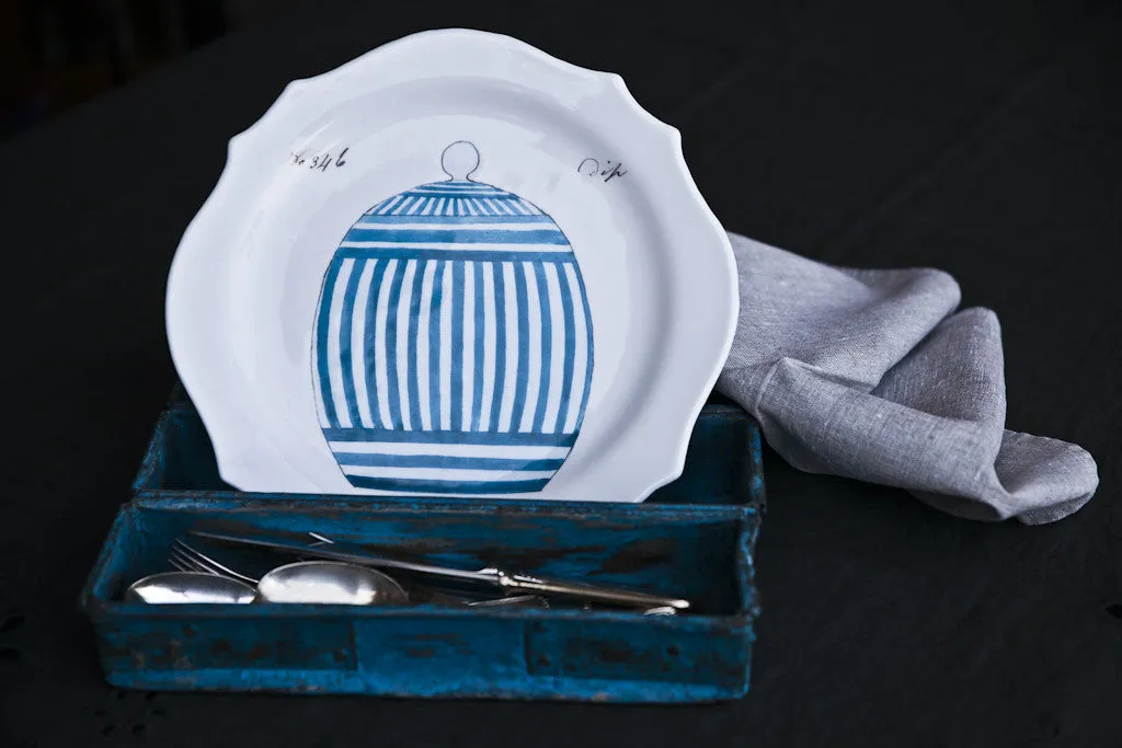 DIP Stripes - Handmade printed Glass Dinner Plate