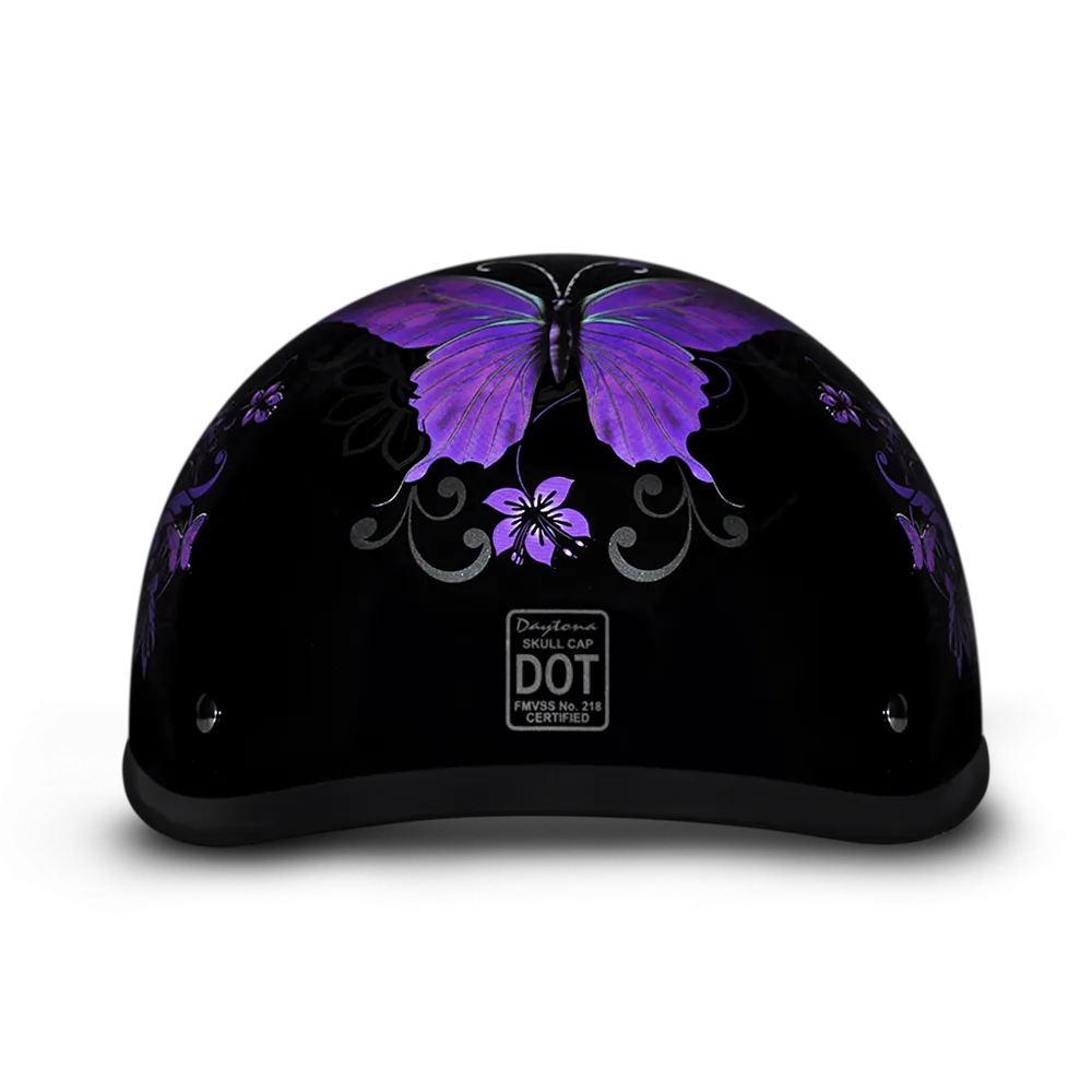 D.O.T Daytona Skull Cap Motorcycle Helmet with Butterfly