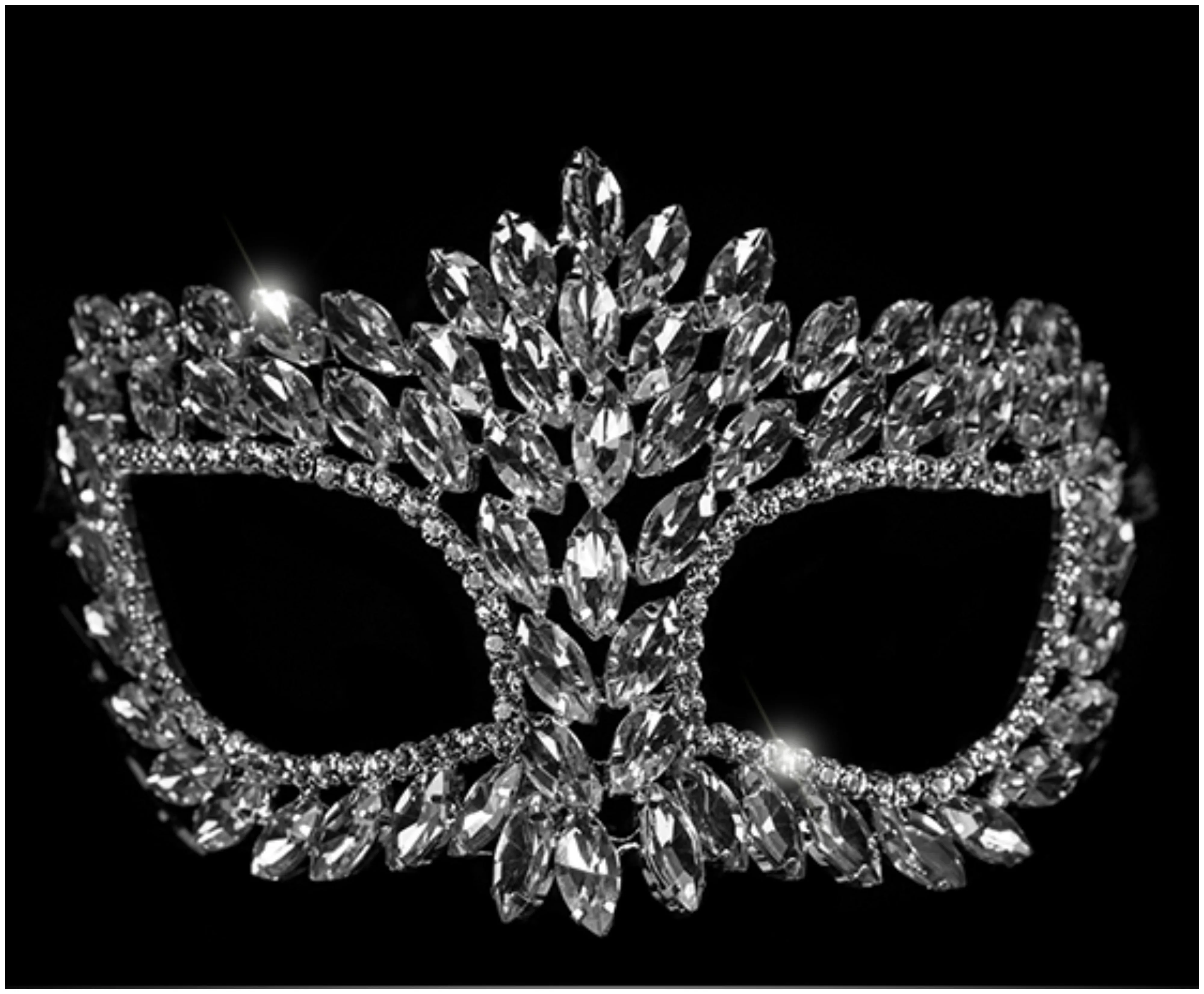 Drina Marquise Cluster Masquerade Mask | Crystal | Silver