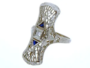 Edwardian Diamond & Sapphire Filigree Ring