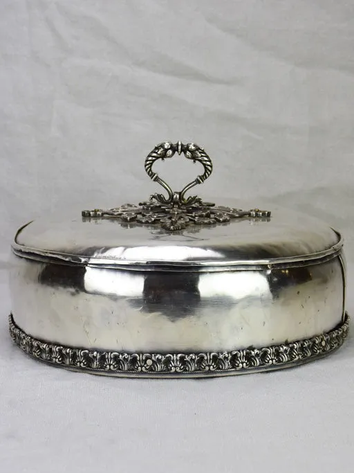 Elaborate early 19th Century French meat cover - silver fused on copper 13¾"