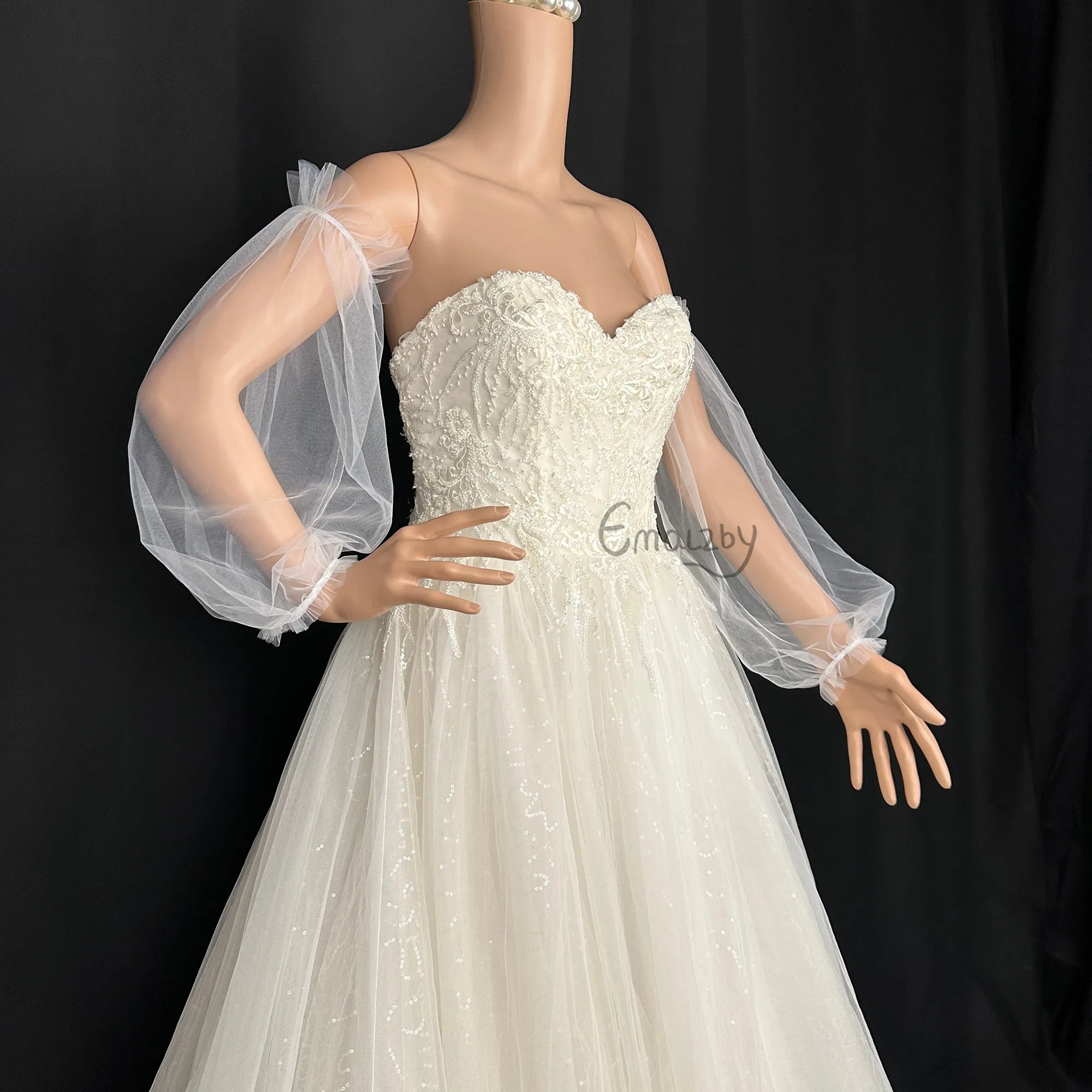 EMALZBY  classic perspectiver sheer tulle detach bridal sleeve