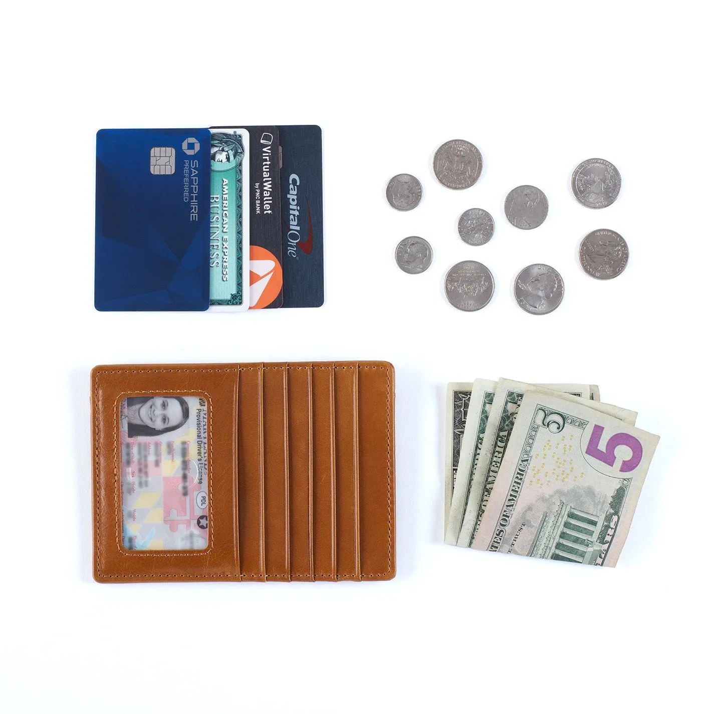 Euro Slide Card Case In Polished Leather - Black