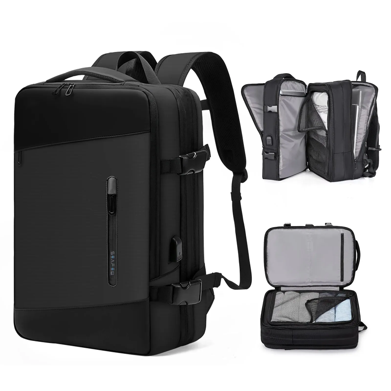 Expandable Purple Travel Backpack for Efficient Packing