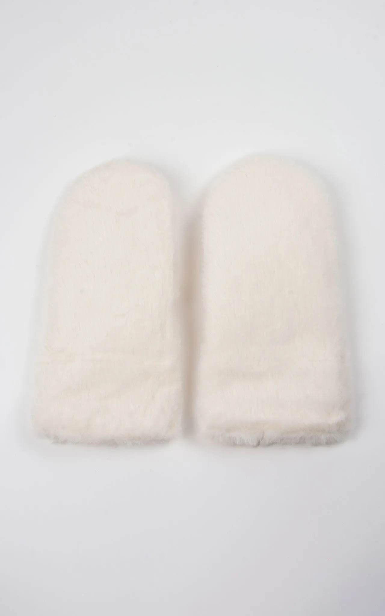 Faux Fur Mittens | White