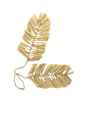 Feather Brushed Fringe Raffia Straw Macrame Charm Embellishment