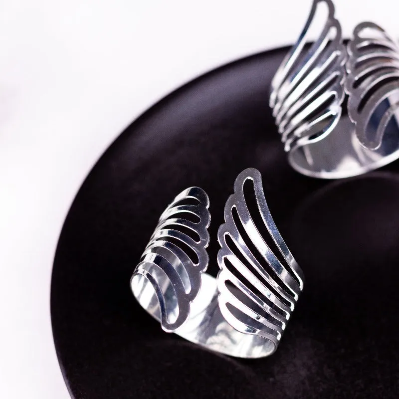 Feather Essence Silver Napkin Rings (Set of 6)