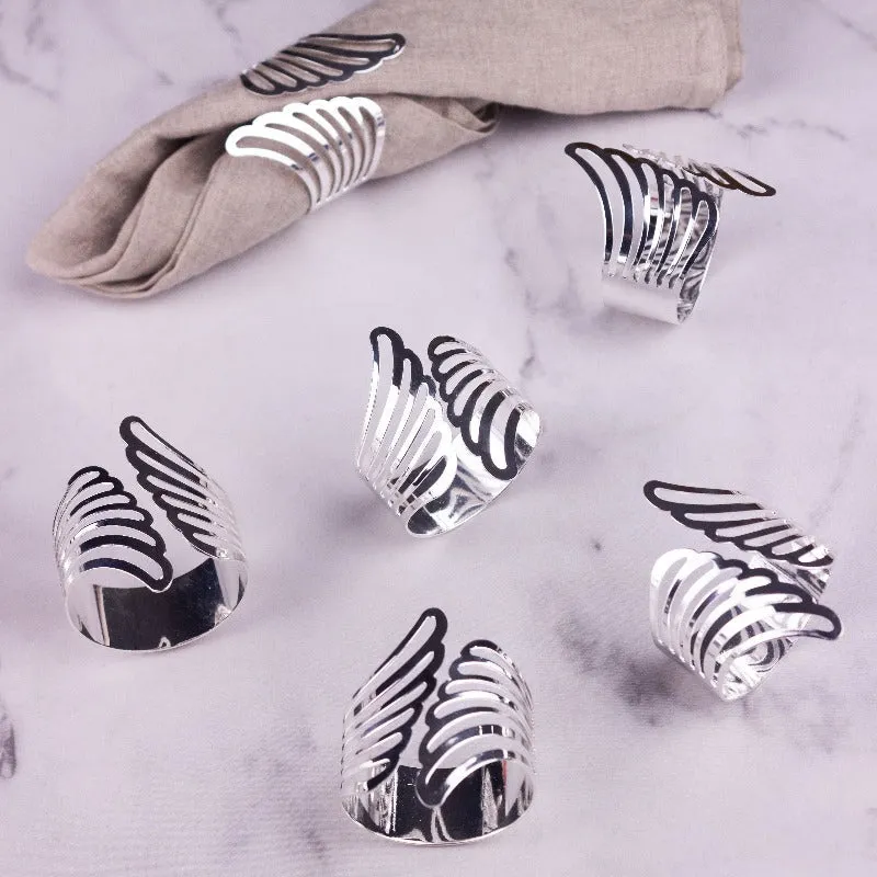 Feather Essence Silver Napkin Rings (Set of 6)