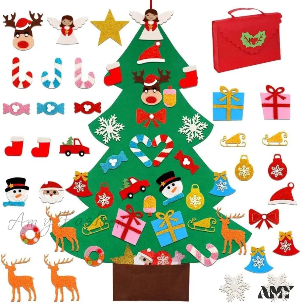 Felt Christmas Tree for Kids with Glitter Ornaments - 3ft