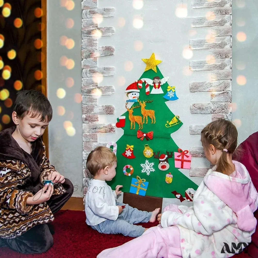 Felt Christmas Tree for Kids with Glitter Ornaments - 3ft