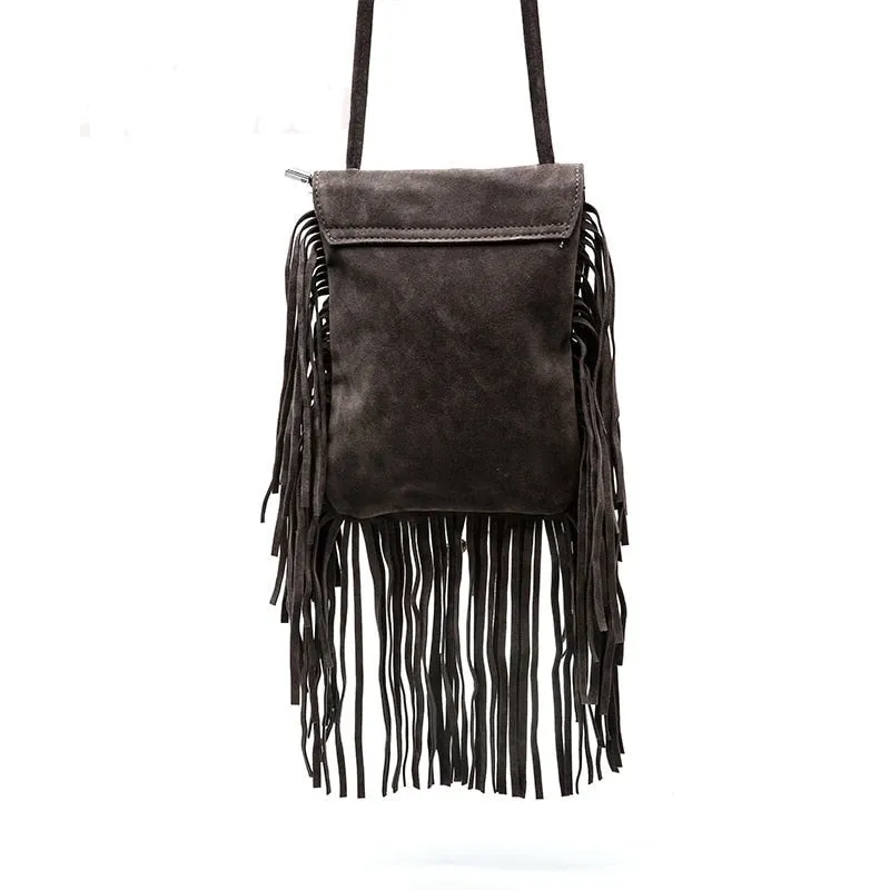 Fringe and Feather Tasselled Shoulder Bag