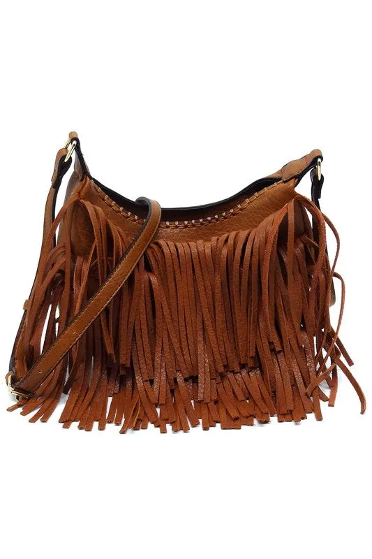 Fringe Hobo Crossbody Bag