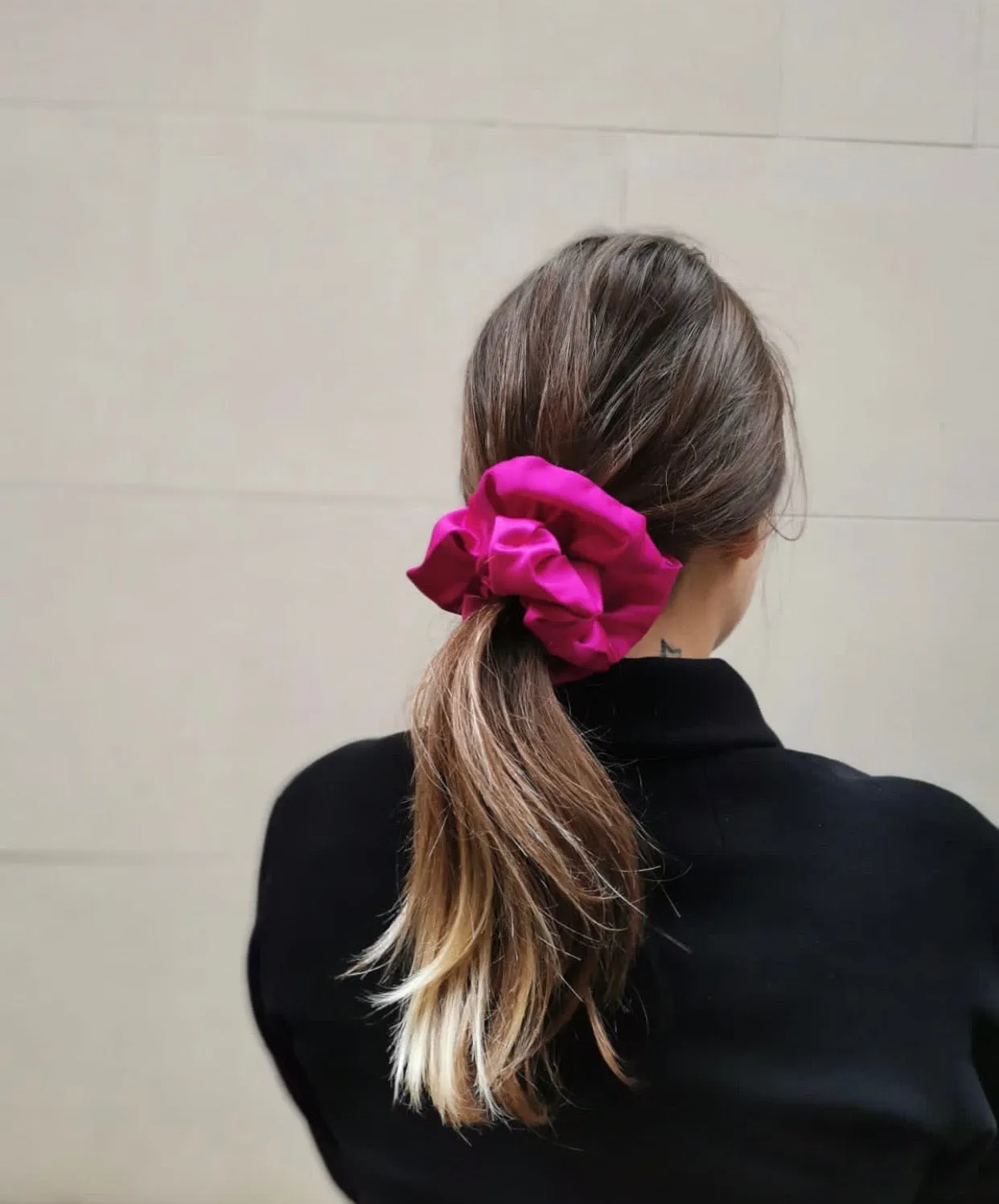 Fuchsia Satin scrunchie