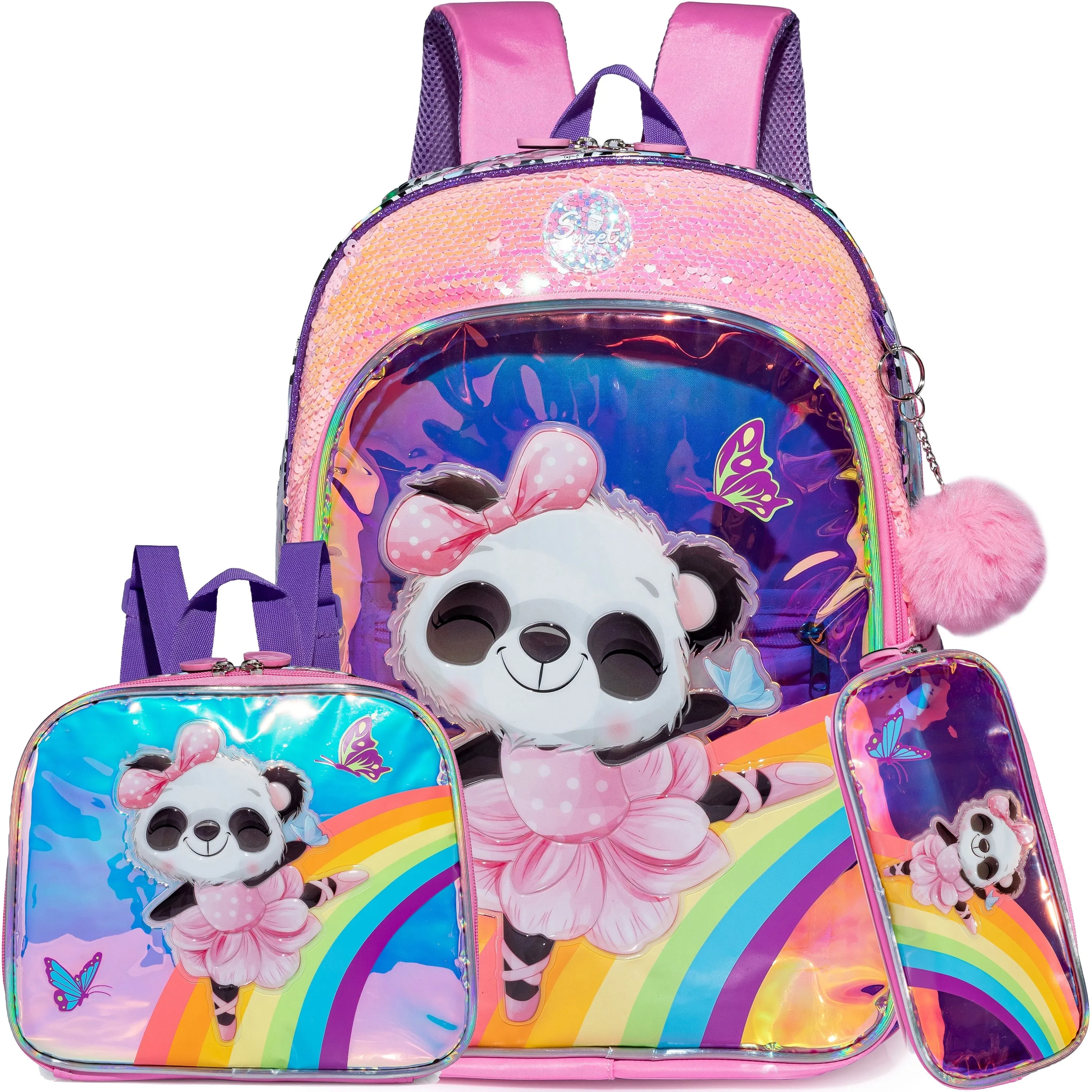 Full Size Cartoon School Backpack Set for Kids Girls