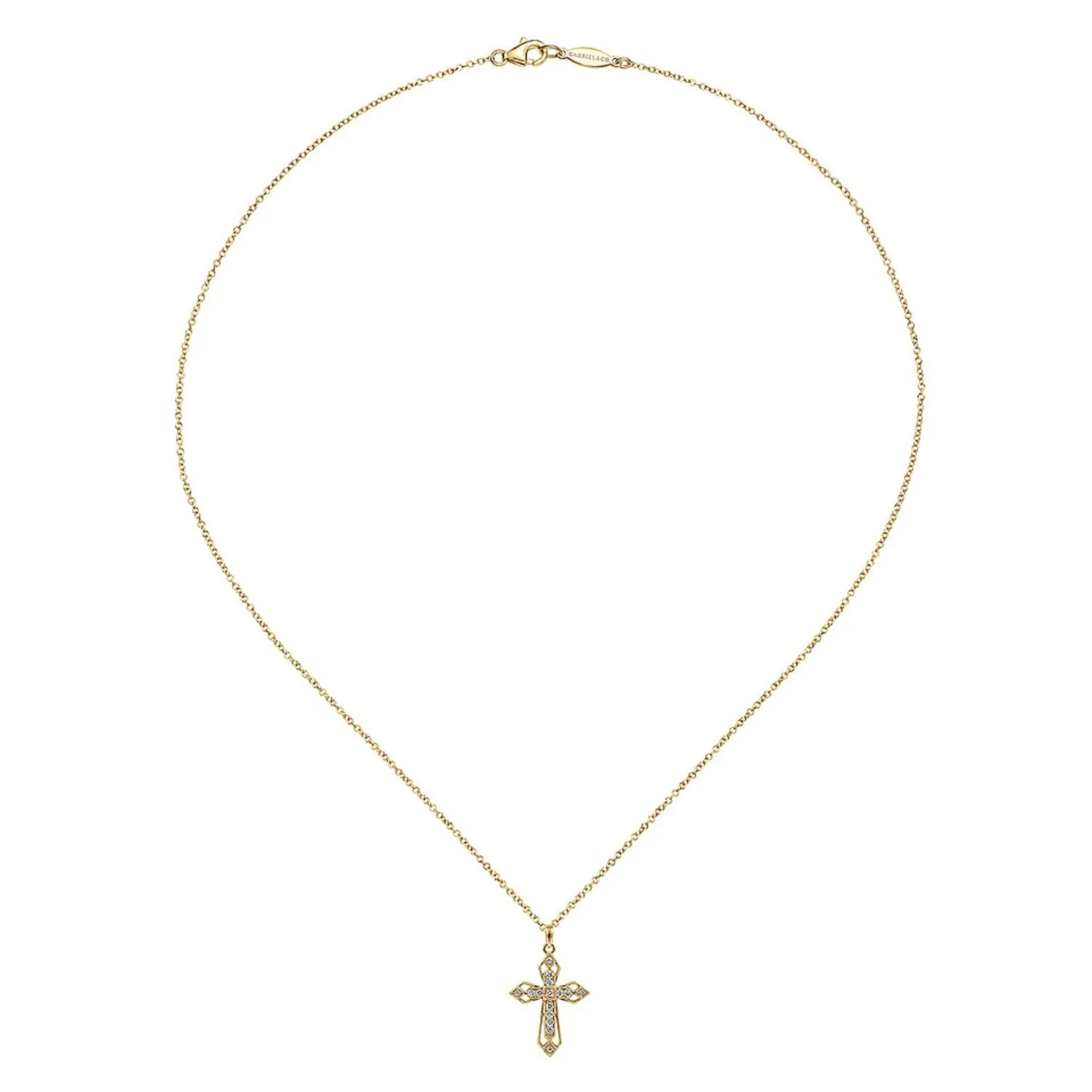 Gabriel & Co. Openwork Vintage Style Diamond Cross Necklace