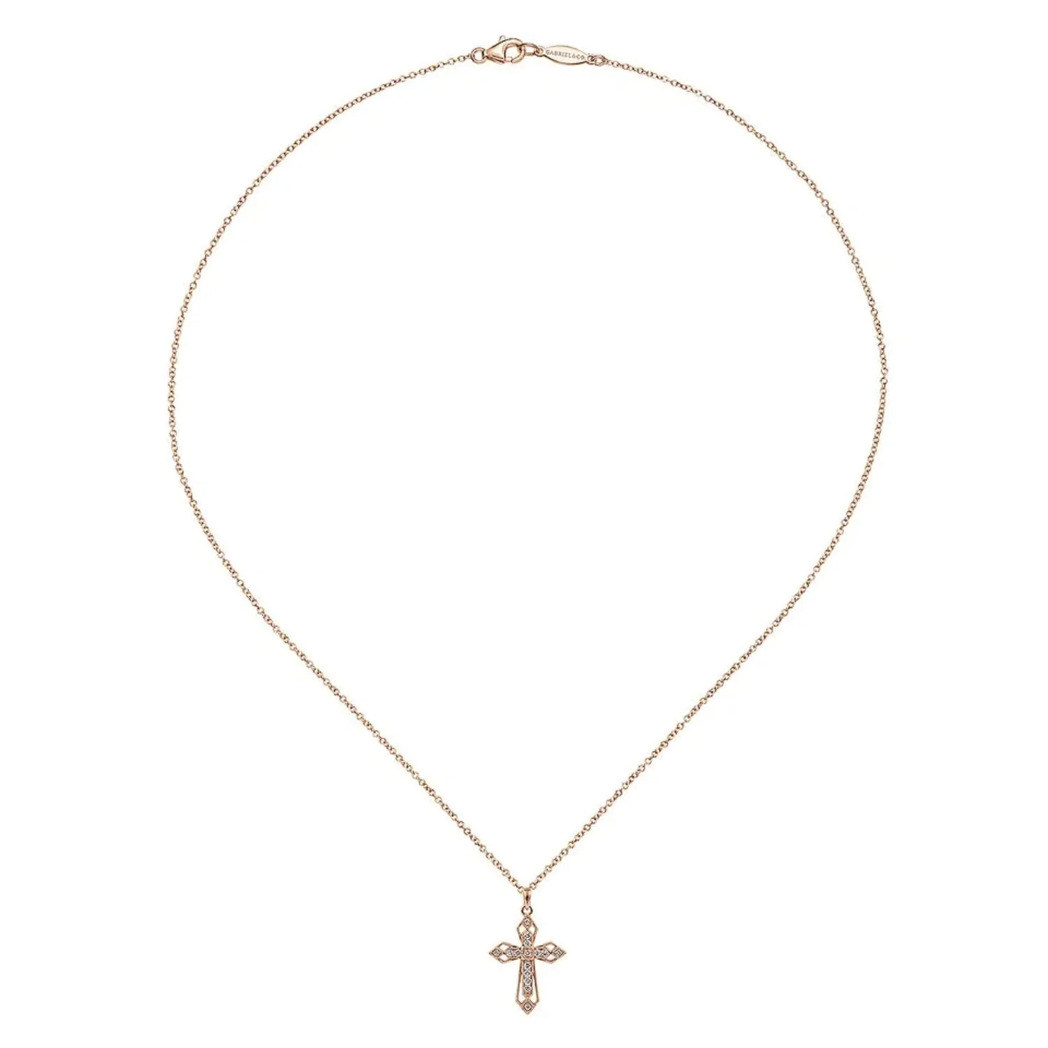 Gabriel & Co. Openwork Vintage Style Diamond Cross Necklace