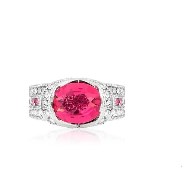 Garett Vintage Pink Oval CZ Ring | 2.8ct