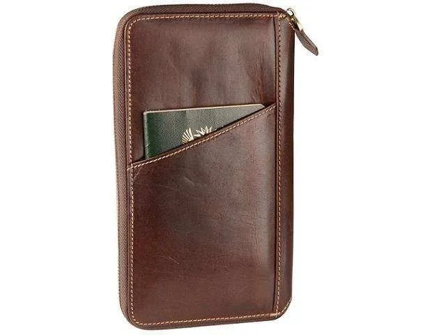 Genuine Leather Dakota Travel Wallet | Zipped Closure | Passport Holder