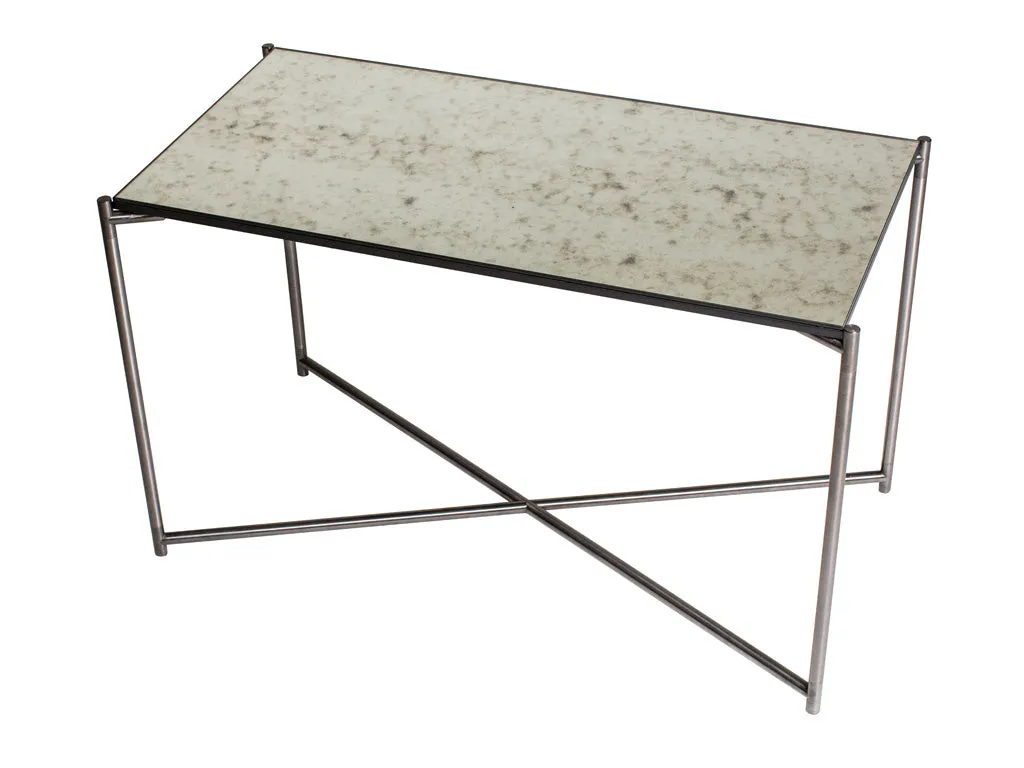 Gillmore Space Iris Rectangle Side Table Antiqued Glass Top