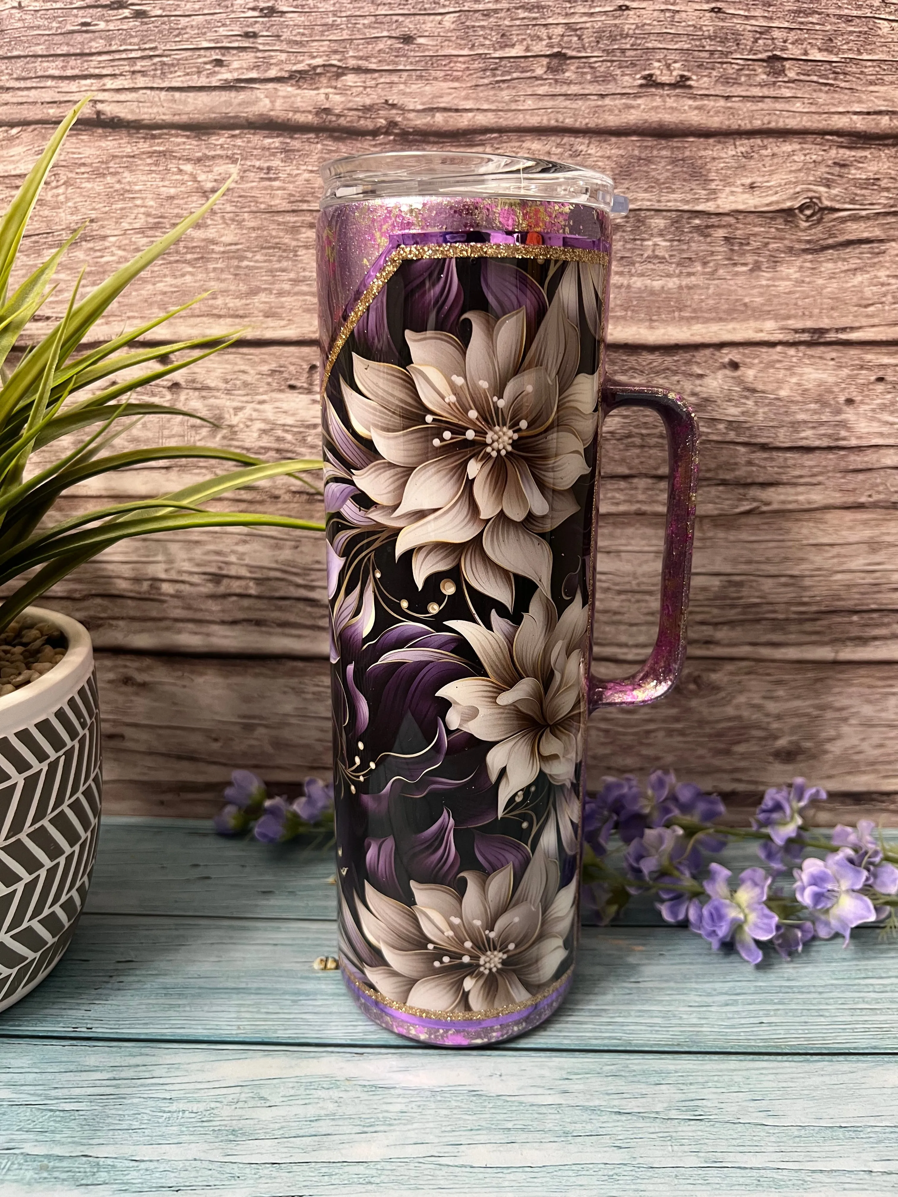 Glamorous Purple Handmade Custom Epoxy Tumbler