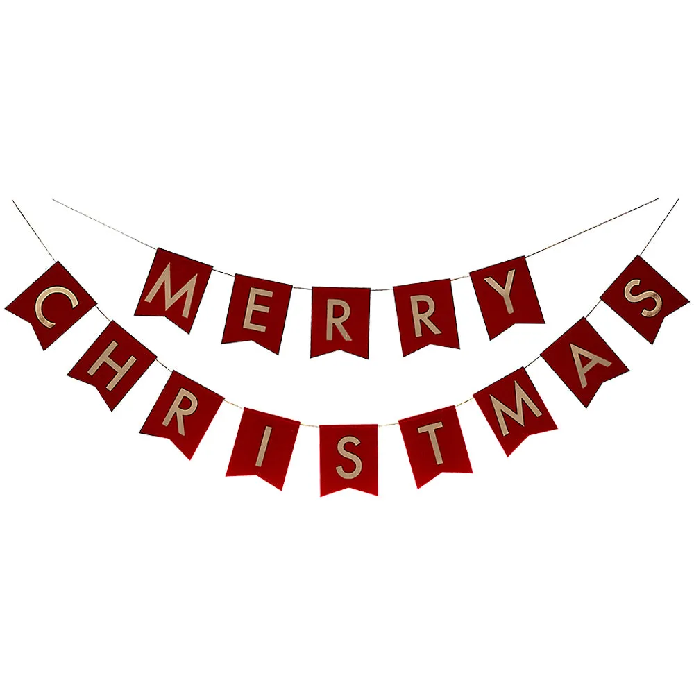 Gold Foiled Red Velvet Merry Christmas Bunting