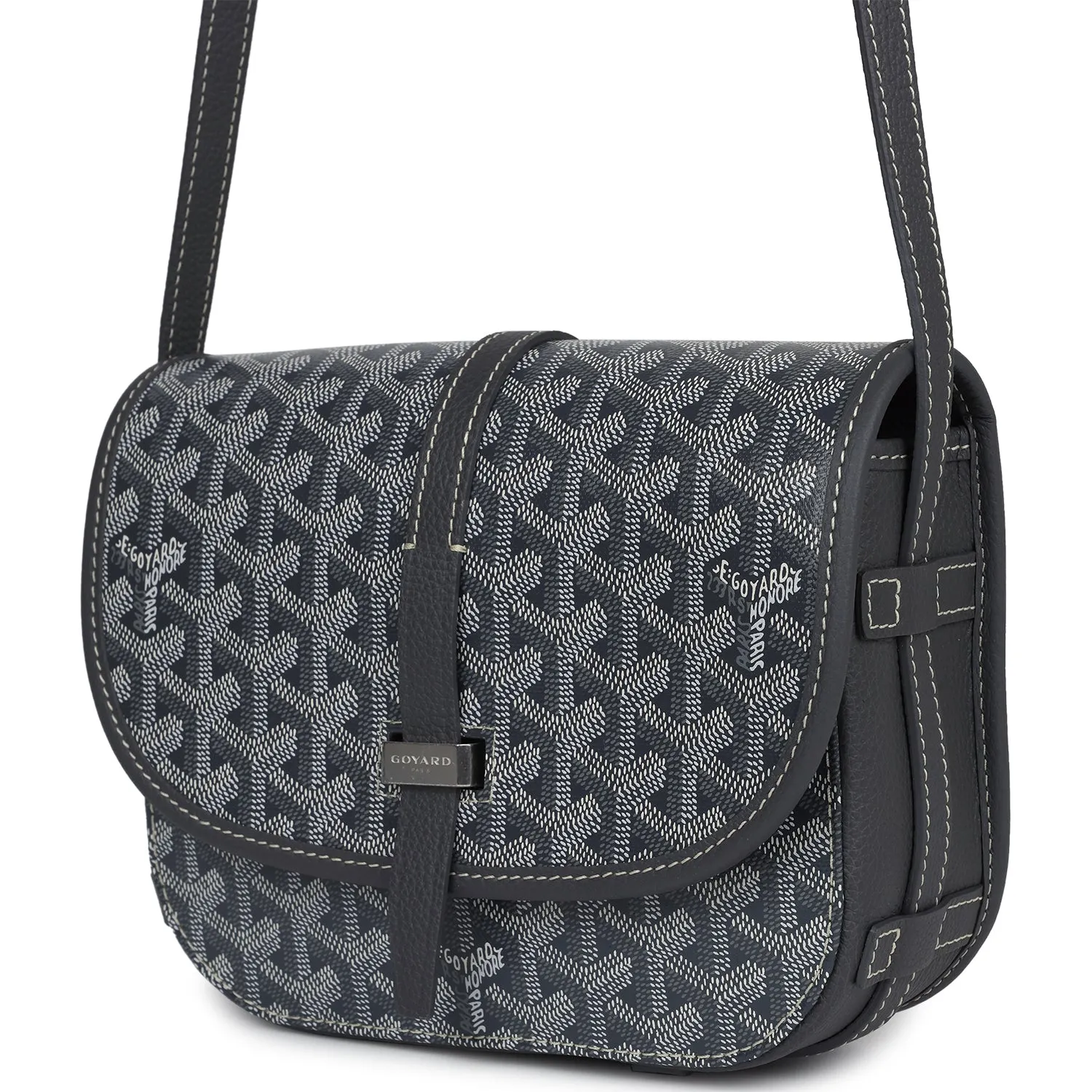 Goyard Goyardine Grey Belvedere PM Bag Palladium Hardware