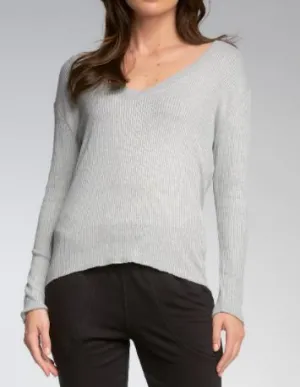 Grey Long Sleeve VNeck Top