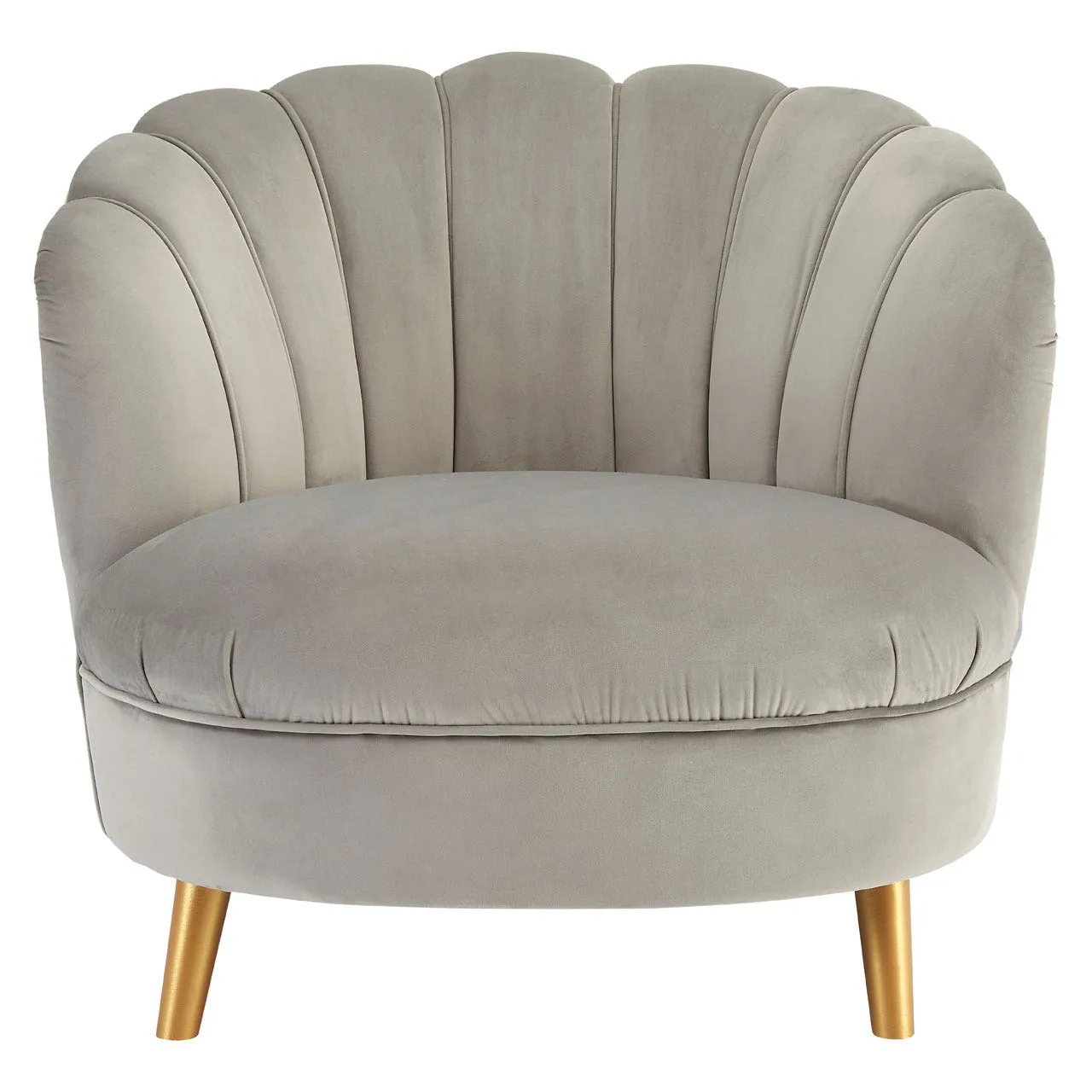 Grey Velvet Chair with Gold Wood Legs