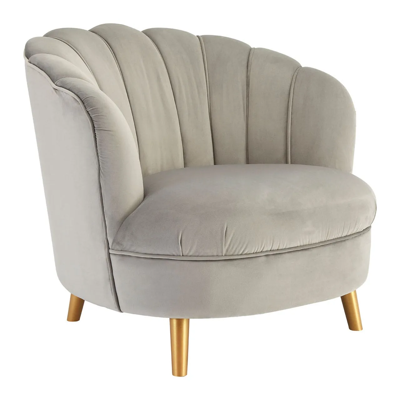 Grey Velvet Chair with Gold Wood Legs