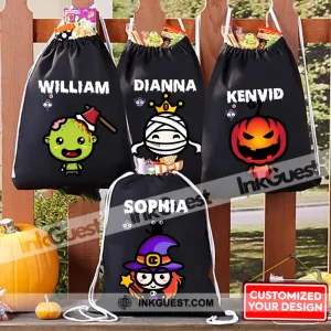 Halloween Characters - Halloween Season - Personalized String Bag, Halloween Gift