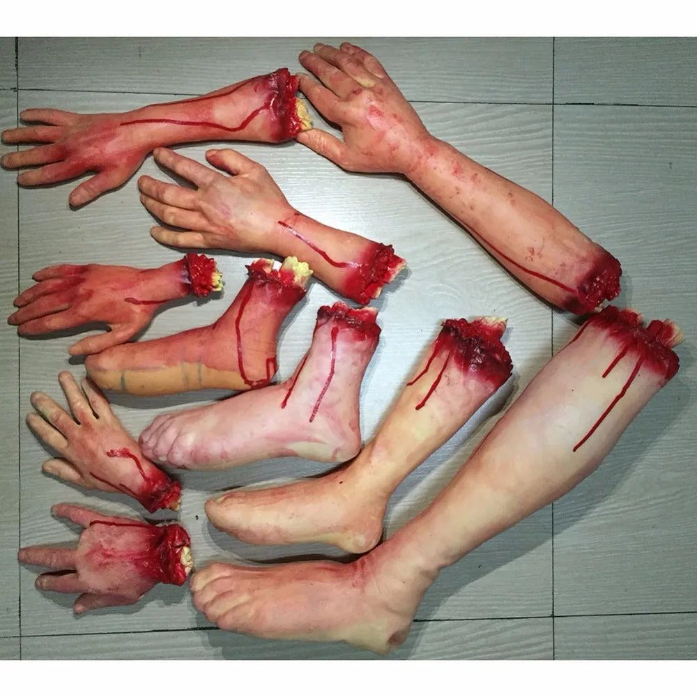 Halloween Horror Props Bloody Hand Haunted House Terror Party Decoration Scary Hand Finger Leg Foot Brain Heart