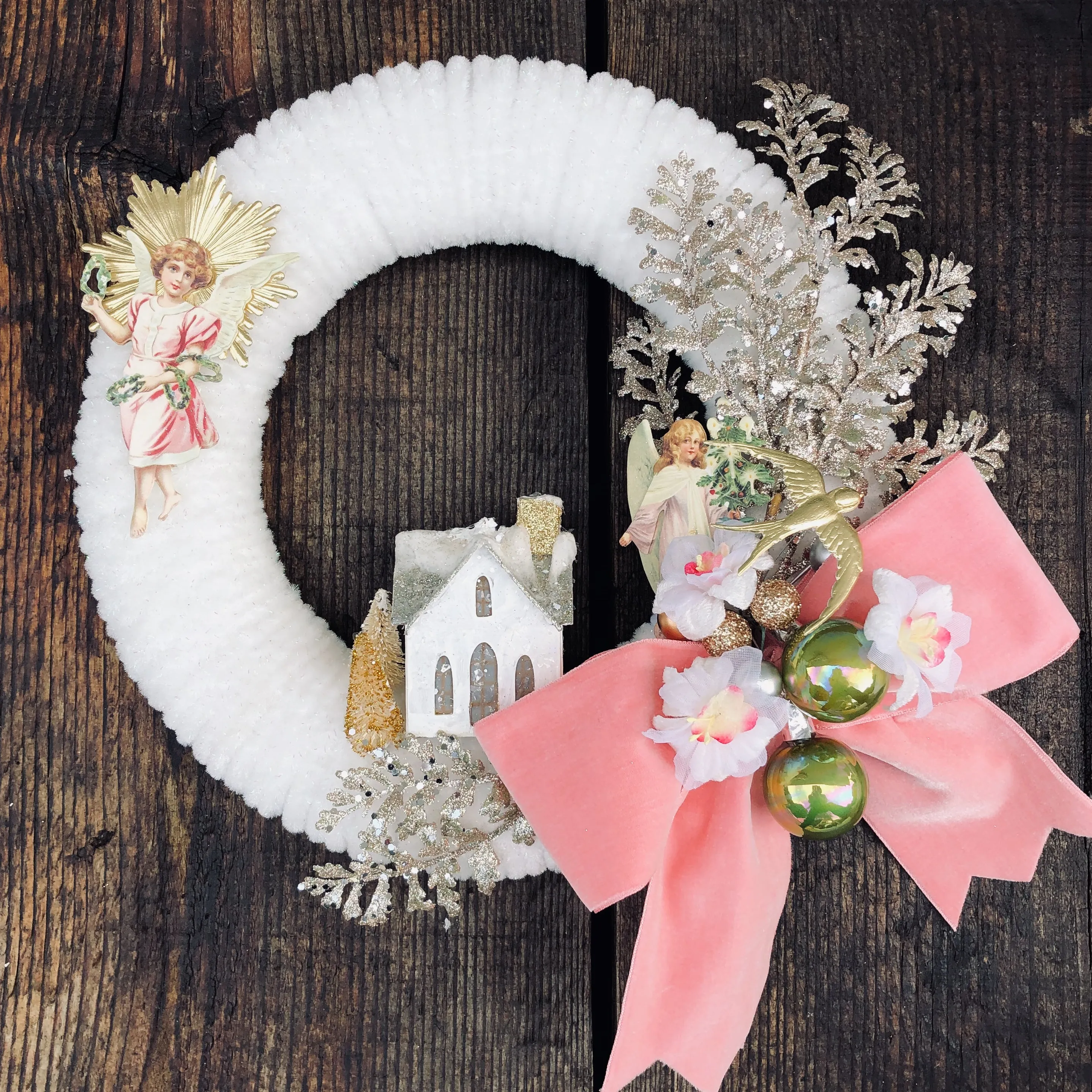 Hand Made Vintage Chenille Wreath