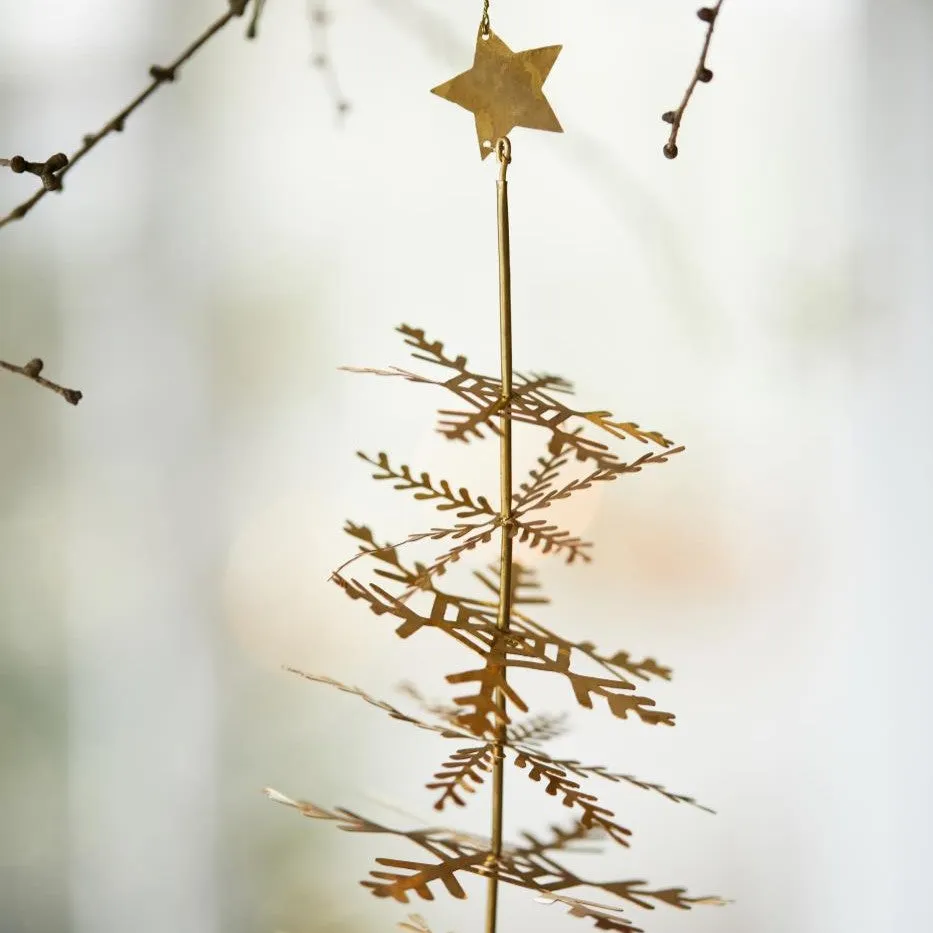 Hanging Brass Christmas Tree Decoration