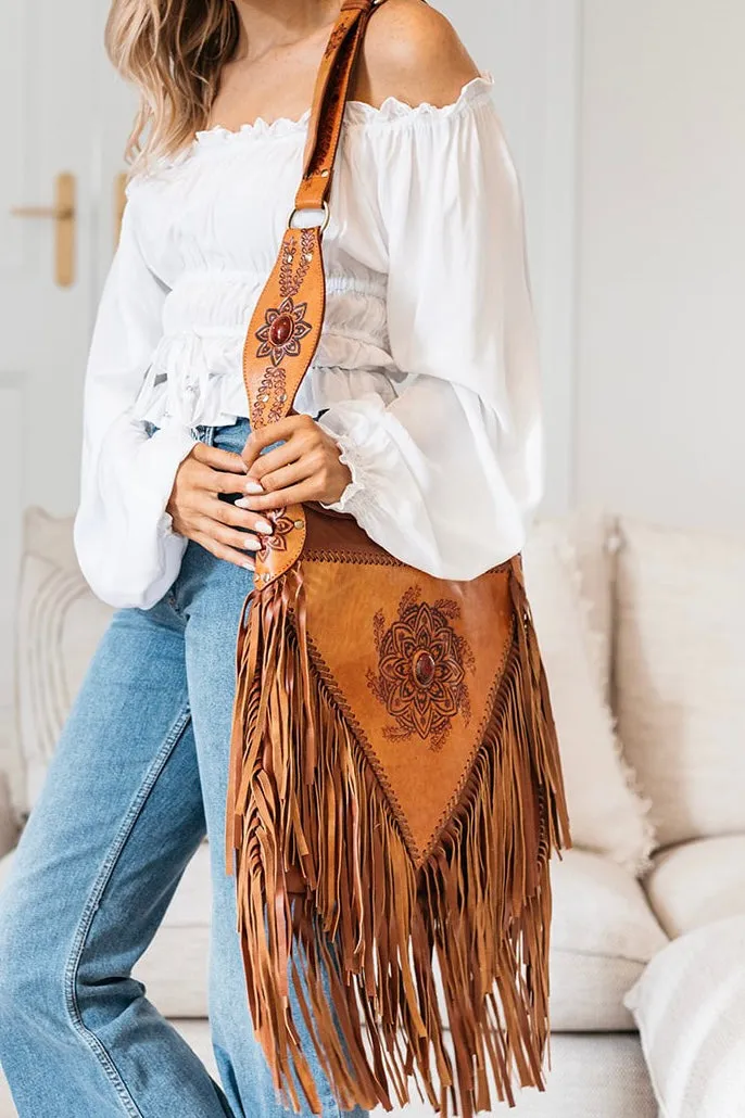 HARMONY FRINGE BAG VINTAGE TAN